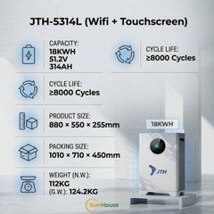 Аккумулятор LiFePO4 JTH-5314L 18 кВт&middot;ч 51.2V 314Ah Wi-Fi Touch Screen