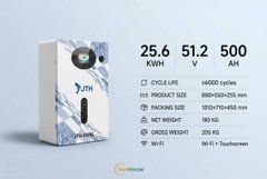 Аккумулятор LiFePO4 JTH-5500L 25.6 кВт&middot;ч 51.2V 500Ah Wi-Fi Touch Screen